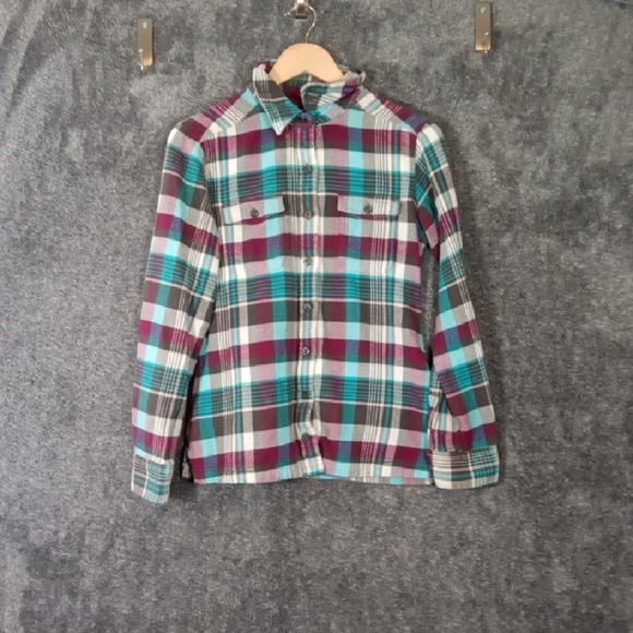 Patagonia Womans Fjord Flannel Organic Cotton Button Down Long Sleeve 2 Xs - Picture 1 of 8